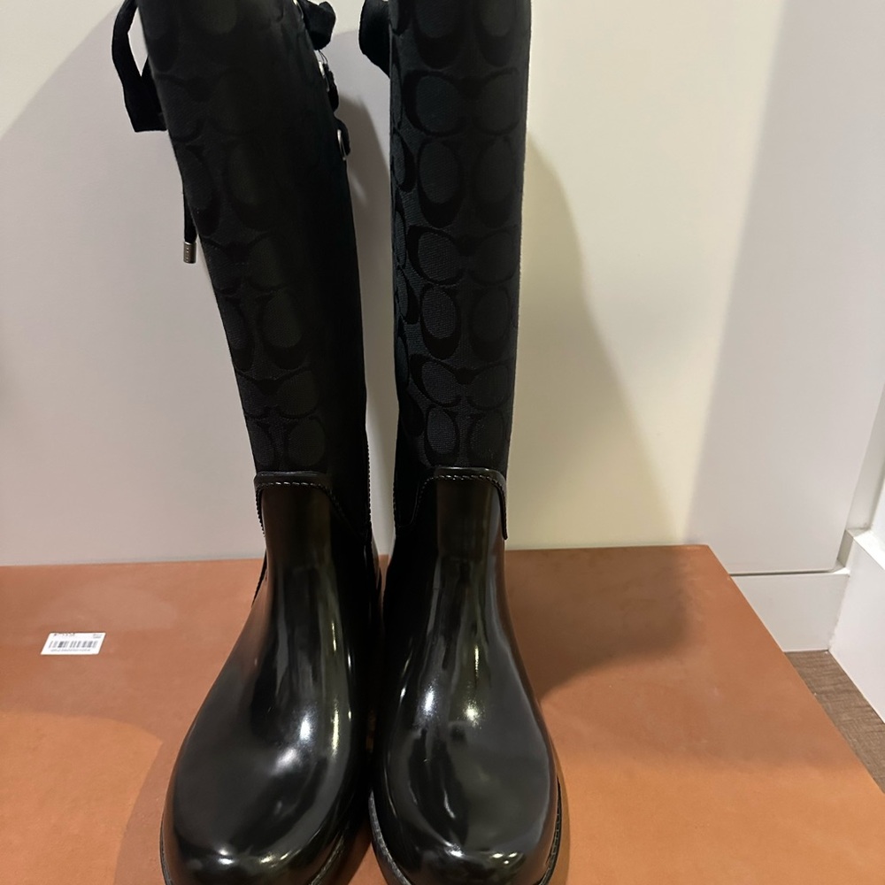 Coach Tristee Black High Rain Boots